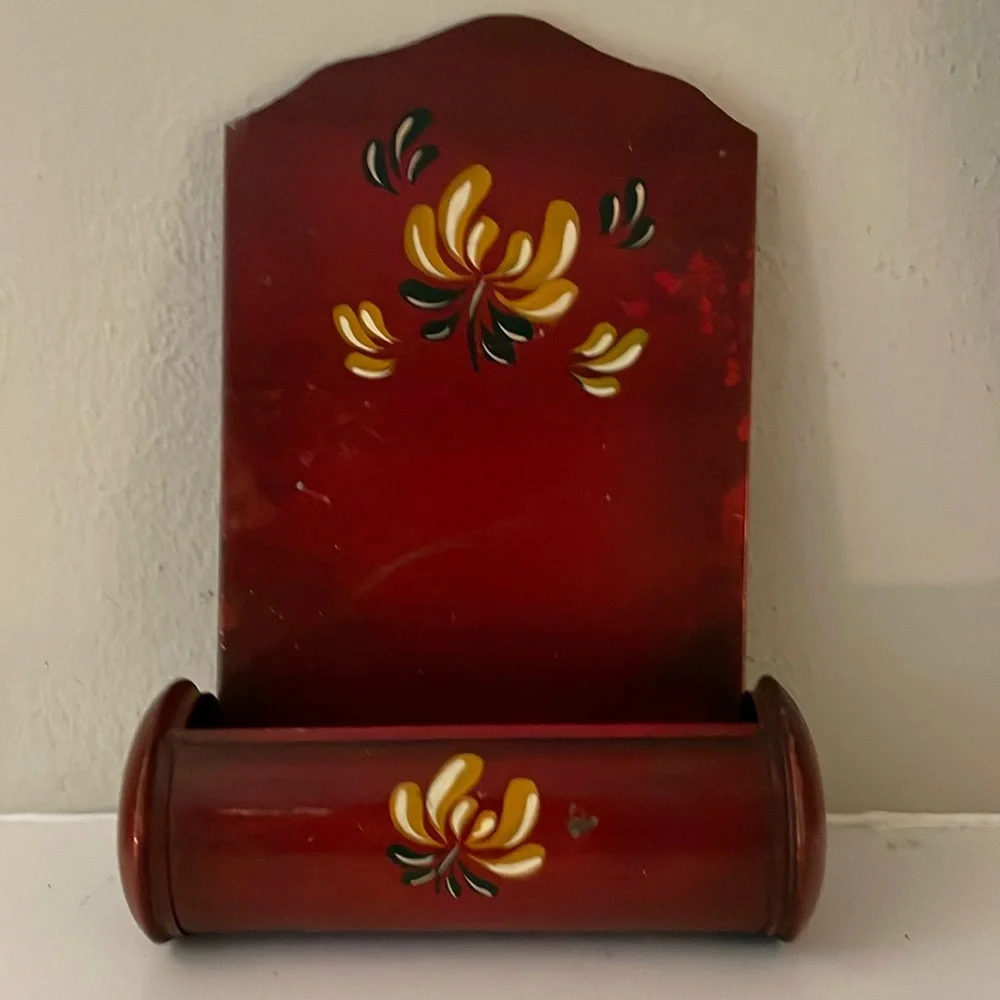Vintage Matchbox Holder/ Farmhouse Container/ Great hairbrush holder